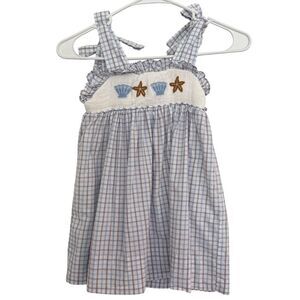Cecil and Lou Girls 3T Blue Gingham Sea Novelty Dress Party Summer Beach Cotton
